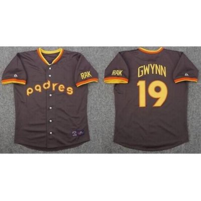 Men San Diego Padres 19 Tony GWynn BroWn ThroWback MLB Jersey