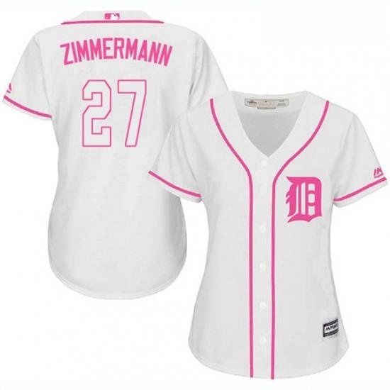 Womens Majestic Detroit Tigers 27 Jordan Zimmermann Authentic White Fashion Cool Base MLB Jersey