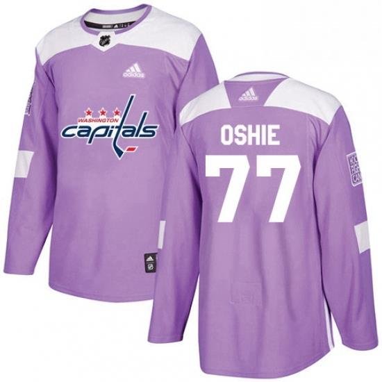 Mens Adidas Washington Capitals 77 TJ Oshie Authentic Purple Fights Cancer Practice NHL Jersey