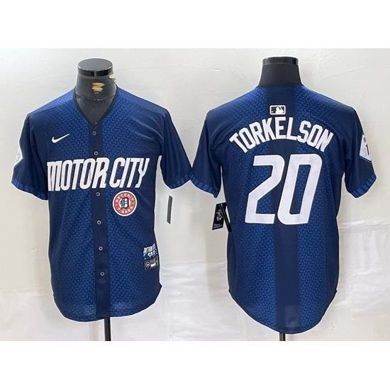 Men Detroit Tigers 20 Spencer Torkelson 2024 Navy City Connect Cool Base Limited jerseys 3