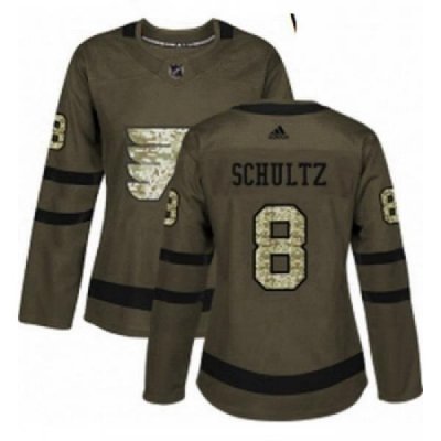 Womens Adidas Philadelphia Flyers 8 Dave Schultz Authentic Green Salute to Service NHL Jersey