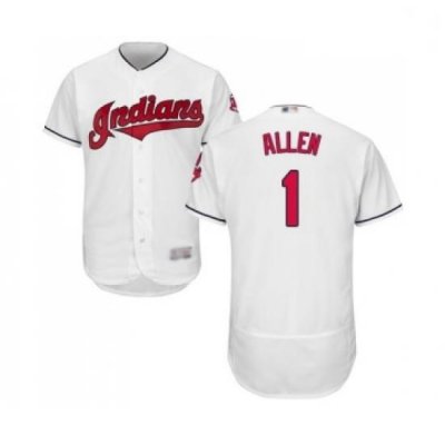 Mens Cleveland Indians 1 Greg Allen White Home Flex Base Authentic Collection Baseball Jersey