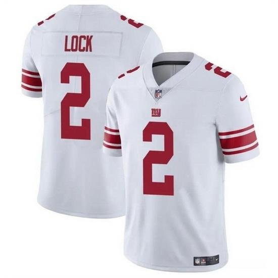 Men New York Giants 2 Drew Lock White Vapor Untouchable Limited Stitched Jersey