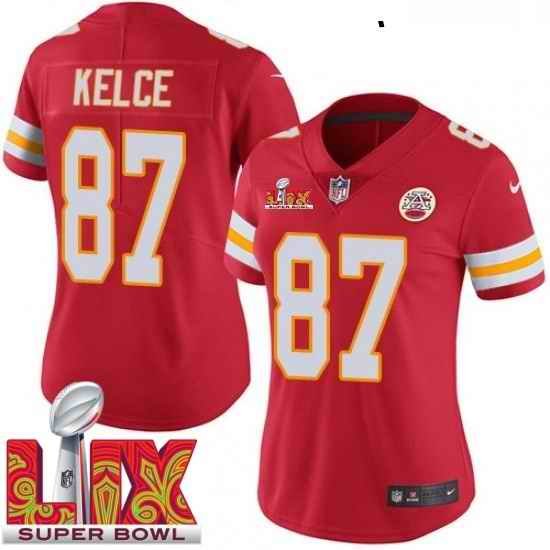 Women Kansas City Chiefs Travis Kelce #87 Red 2024 2025 Super Bowl LIX F U S E Stitched Jersey