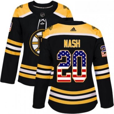 Womens Adidas Boston Bruins 20 Riley Nash Authentic Black USA Flag Fashion NHL Jersey