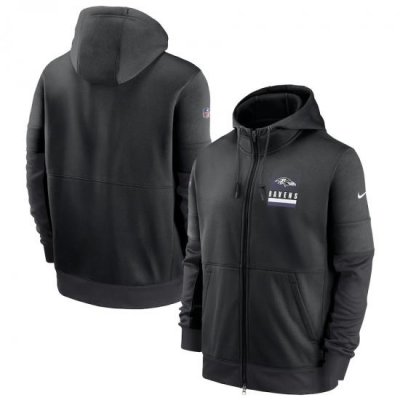 Men Baltimore Ravens New 2020 Nike Gray Black Fan Gear Mascot Performance Full Zip Hoodie