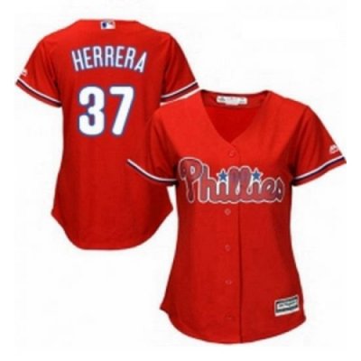 Womens Majestic Philadelphia Phillies 37 Odubel Herrera Authentic Red Alternate Cool Base MLB Jersey