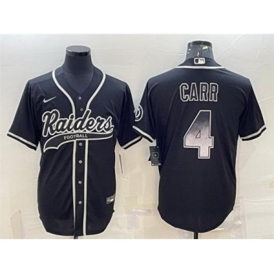 Men Las Vegas Raiders 4 Derek Carr Black Gold With Patch Cool Base Stitched Baseball Jersey