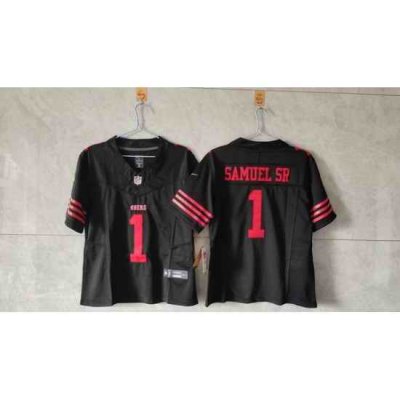 Women San Francisco 49ers 1 Deebo Samuel Sr  Black F U S E Vapor Untouchable Stitched Jersey