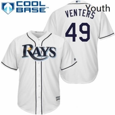 Youth Majestic Tampa Bay Rays 49 Jonny Venters Authentic White Home Cool Base MLB Jersey