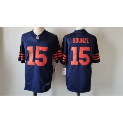 Men Chicago Bears 15 Rome Odunze Navy 2024 Draft Color Rush F U S E  Vapor Stitched Football Jersey