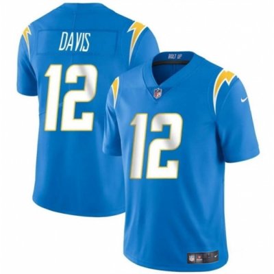 Men Los Angeles Chargers 12 Derius Davis Blue 2024 Vapor Limited Stitched Football Jersey