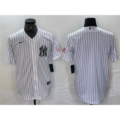 Men NeW York Yankees Blank White Cool Base Stitched Baseball Jersey