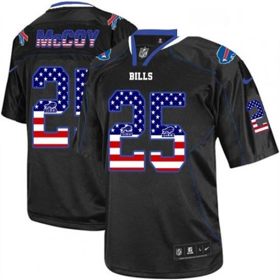 Mens Nike Buffalo Bills 25 LeSean McCoy Elite Black USA Flag Fashion NFL Jersey