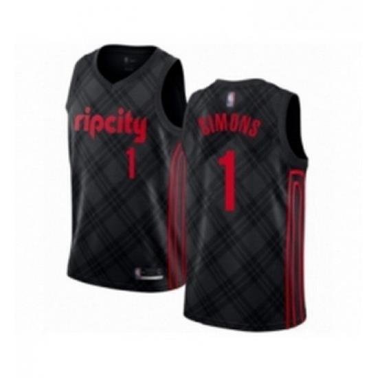 Youth Portland Trail Blazers 1 Anfernee Simons Swingman Black Basketball Jersey City Edition