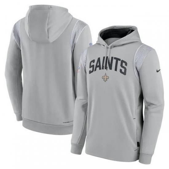 Men New Orleans Saints Grey Sideline Stack Performance Pullover Hoodie 001