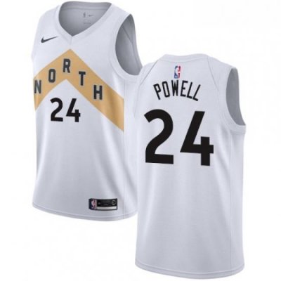 Mens Nike Toronto Raptors 24 Norman Powell Swingman White NBA Jersey City Edition