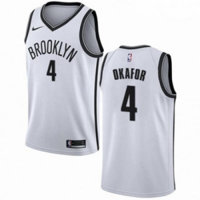 Mens Nike Brooklyn Nets 4 Jahlil Okafor Swingman White NBA Jersey Association Edition