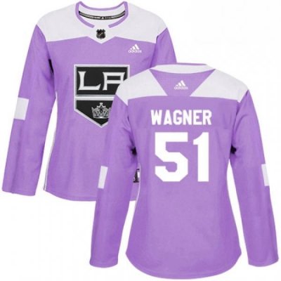 Womens Adidas Los Angeles Kings 51 Austin Wagner Authentic Purple Fights Cancer Practice NHL Jersey