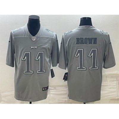 Men Philadelphia Eagles 11 A J  Brown Gray Atmosphere Fashion Stitched Jersey