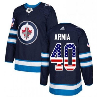 Youth Adidas Winnipeg Jets 40 Joel Armia Authentic Navy Blue USA Flag Fashion NHL Jersey