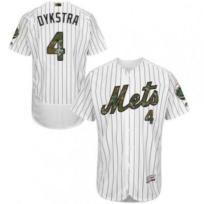 Mens Majestic New York Mets 4 Lenny Dykstra Authentic White 2016 Memorial Day Fashion Flex Base MLB Jersey