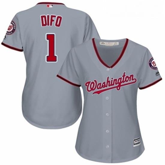 Womens Majestic Washington Nationals 1 Wilmer Difo Authentic Grey Road Cool Base MLB Jersey