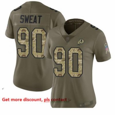 Redskins 90 Montez Sweat Olive Camo Women Stitched Football Limited 2017 Salute to Service Jersey