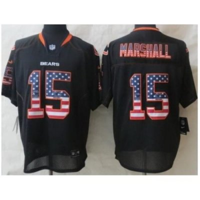 Nike Chicago Bears 15 Brandon Marshall Black Elite USA Flag Fashion NFL Jersey