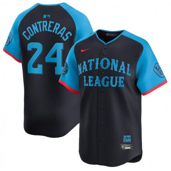 Men National League 24 William Contreras Navy 2024 All Star Limited Stitched Baseball Jersey