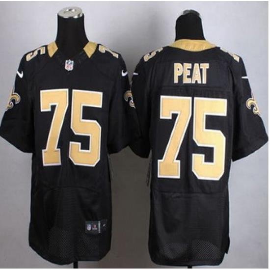 NeW NeW Orleans Saints #75 Andrus Peat Black Team Color Men Stitched NFL Elite Jersey