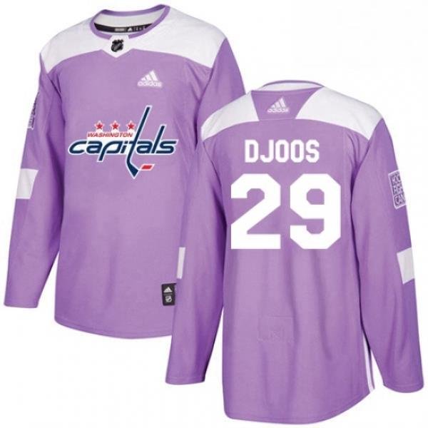 Youth Adidas Washington Capitals 29 Christian Djoos Authentic Purple Fights Cancer Practice NHL Jersey