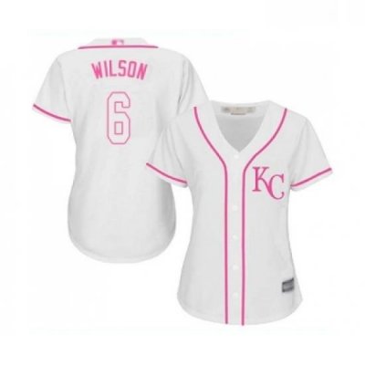 Womens Kansas City Royals 6 Willie Wilson Replica White Fashion Cool Base Baseball Jersey