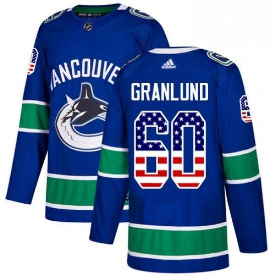 Mens Adidas Vancouver Canucks 60 Markus Granlund Authentic Blue USA Flag Fashion NHL Jersey