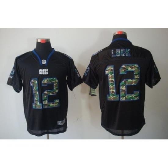 Nike Indianapolis Colts 12 AndreW Luck Black Elite Lights Out Camo Number NFL Jersey