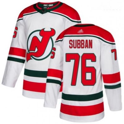 Devils #76 P  K  Subban White Alternate Authentic Stitched Hockey Jersey