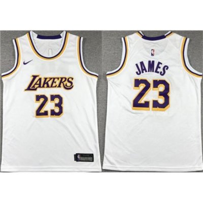 Men Los Angeles Lakers 23 LeBron James White Stitched Basketball Jersey