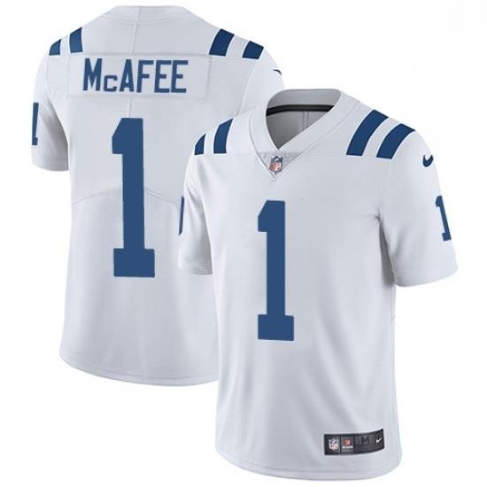 Men Nike Indianapolis Colts 1 Pat McAfee White Vapor Untouchable Limited Player NFL Jersey