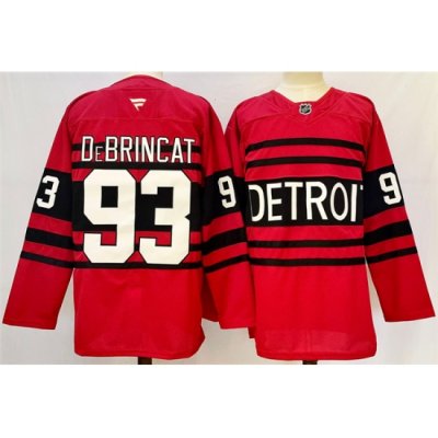 Men Detroit Red Wings 93 Alex DeBrincat Red 2024 25 Reverse Retro Stitched Jersey