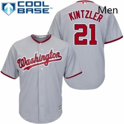 Mens Majestic Washington Nationals 21 Brandon Kintzler Replica Grey Road Cool Base MLB Jersey