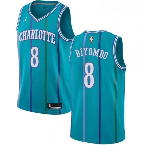 Womens Nike Jordan Charlotte Hornets 8 Bismack Biyombo Swingman Aqua Hardwood Classics NBA Jersey