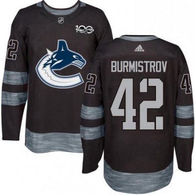 Mens Adidas Vancouver Canucks 42 Alex Burmistrov Premier Black 1917 2017 100th Anniversary NHL Jersey