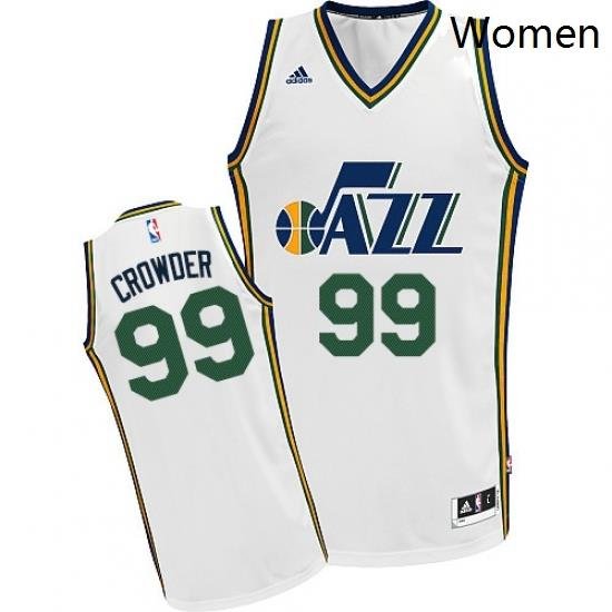 Womens Adidas Utah Jazz 99 Jae Crowder Swingman White Home NBA Jersey