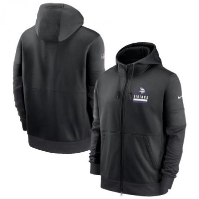 Men Minnesota Vikings New 2020 Nike Gray Black Fan Gear Mascot Performance Full Zip Hoodie