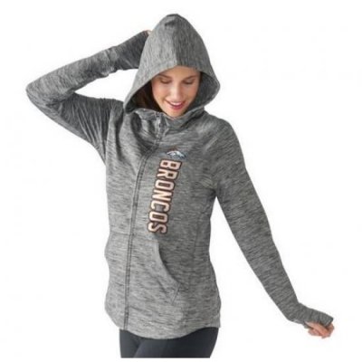 NFL Denver Broncos G III 4Her by Carl Banks Womens Recovery Full Zip Hoodie Heathered Gray