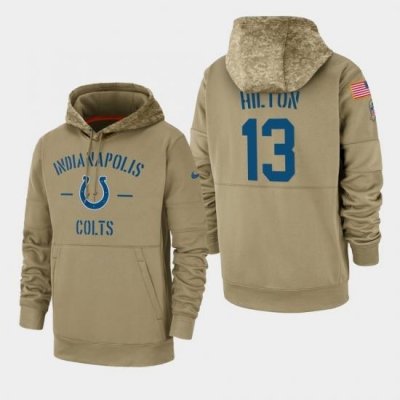 Mens Indianapolis Colts 13 TY Hilton 2019 Salute to Service Sideline Therma Pullover Hoodie Tan