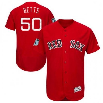 Mens Majestic Boston Red Sox 50 Mookie Betts Scarlet 2018 World Series Jersey7 Spring Training Authentic Collection Flex