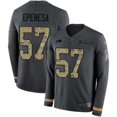 Nike Bills 57 A J  Epenesas Anthracite Salute to Service Men Stitched NFL Limited Therma Long Sleeve Jersey