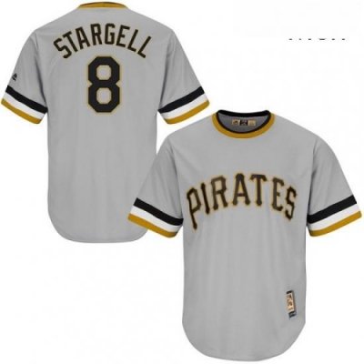 Mens Majestic Pittsburgh Pirates 8 Willie Stargell Replica Grey Cooperstown Throwback MLB Jersey