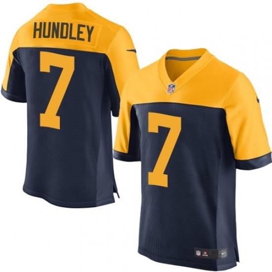 Nike Packers #7 Brett Hundley Mens Elite Navy Blue Alternate NFL Jersey